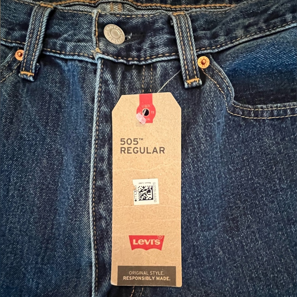 NWT Levi’s Mens 505 Regular Fit Medium Stonewash Non-Stretch Denim Jeans 36 x 29 - Picture 6 of 16